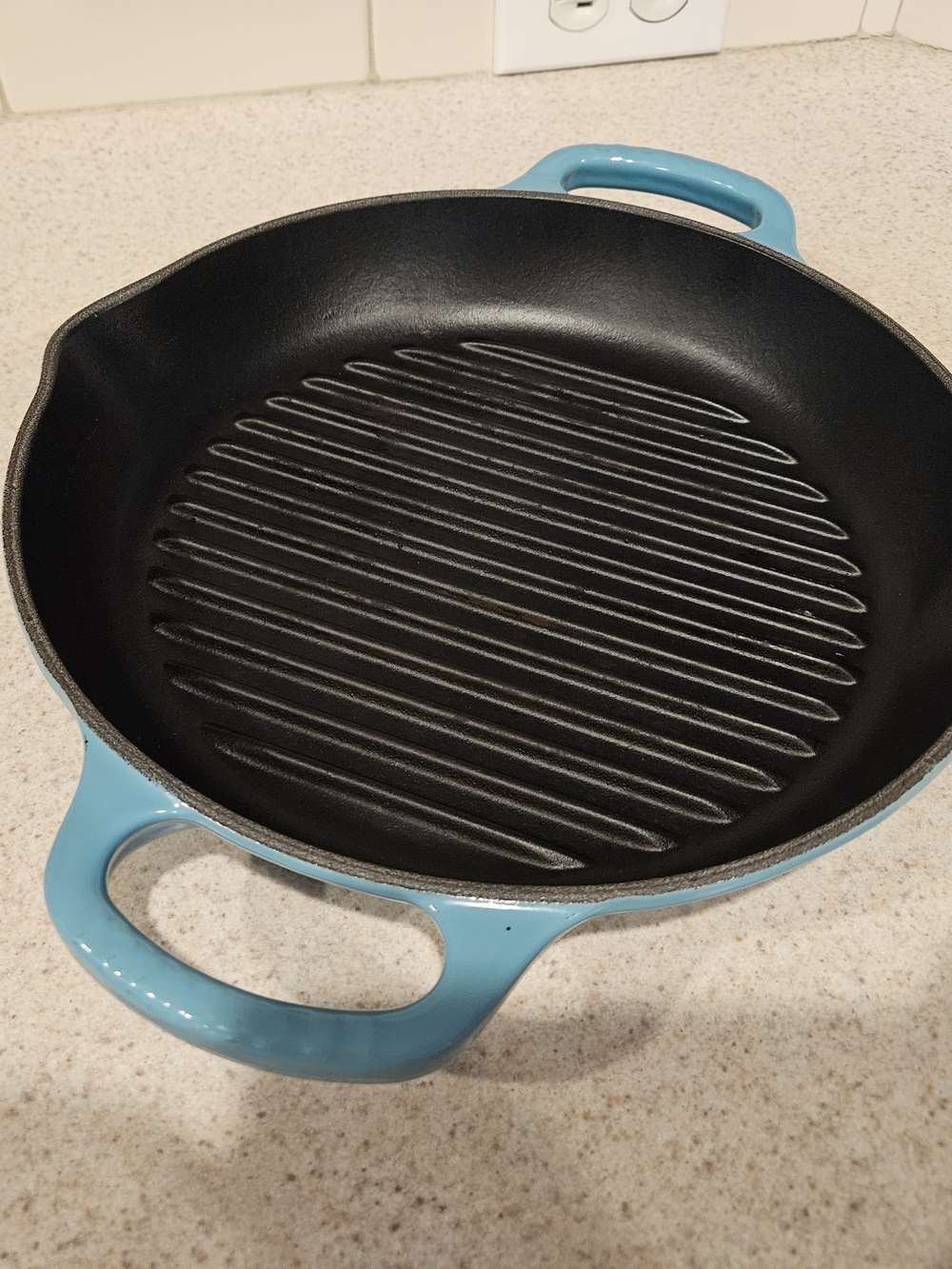 Le Creuset Aqua Blue Cast Iron Grill Pan with Dual Handles
